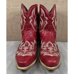 Red Cowgirl Embroidered Point Toe Ankle Boots Concert Rodeo Women's EU 42 US 11